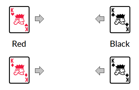 Example of the starting positions of king cards in the card game 'Tower Battle'